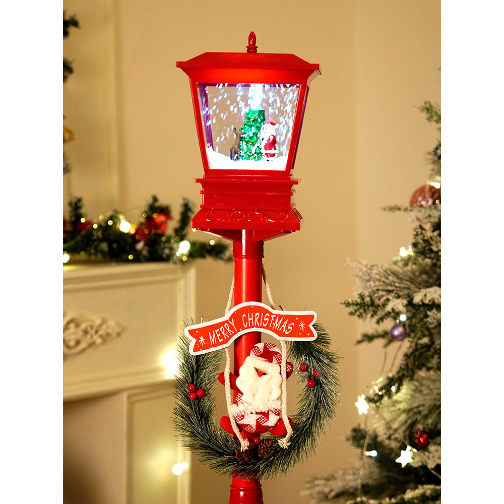 4.8 feet Santa with Tree & Deer Snowfall Lamp Post Christmas Decor