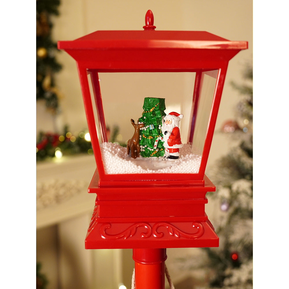 4.8 feet Santa with Tree & Deer Snowfall Lamp Post Christmas Decor