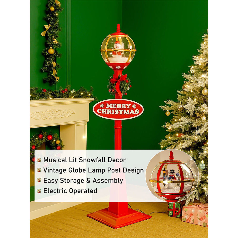 5.7 feet Tall Snowman Snowfall Globe Lamp Post Christmas Décor