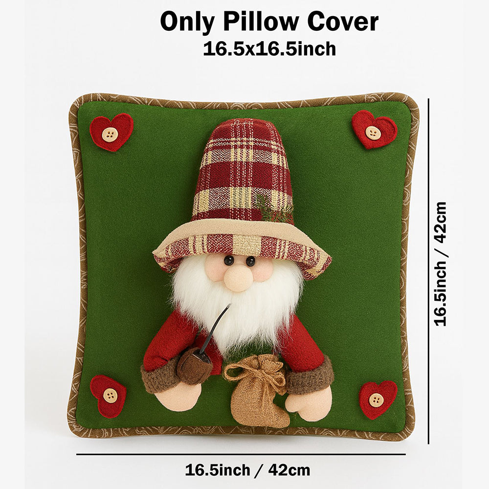 3D Santa with a Big Hat Christmas themed festive Pillow Cover, 42cms x 42cms