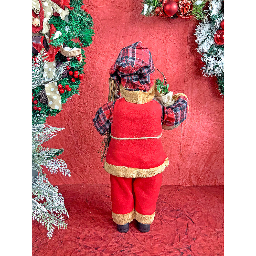 20 inches Premium Plaided   Tall self standing  Santa with Sticks  Christmas Décor