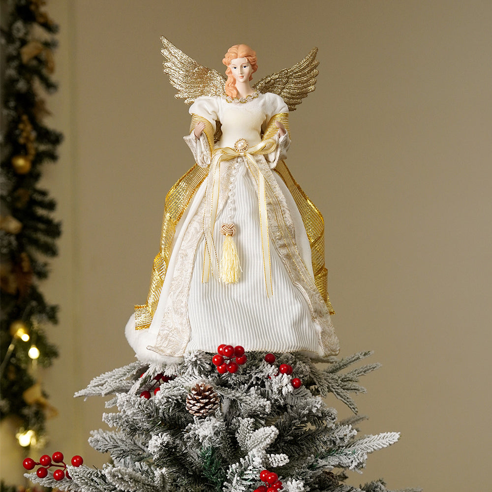 18 inches Big Gold Angel Standing Tree Topper for Christmas Tree Decoration and Décor