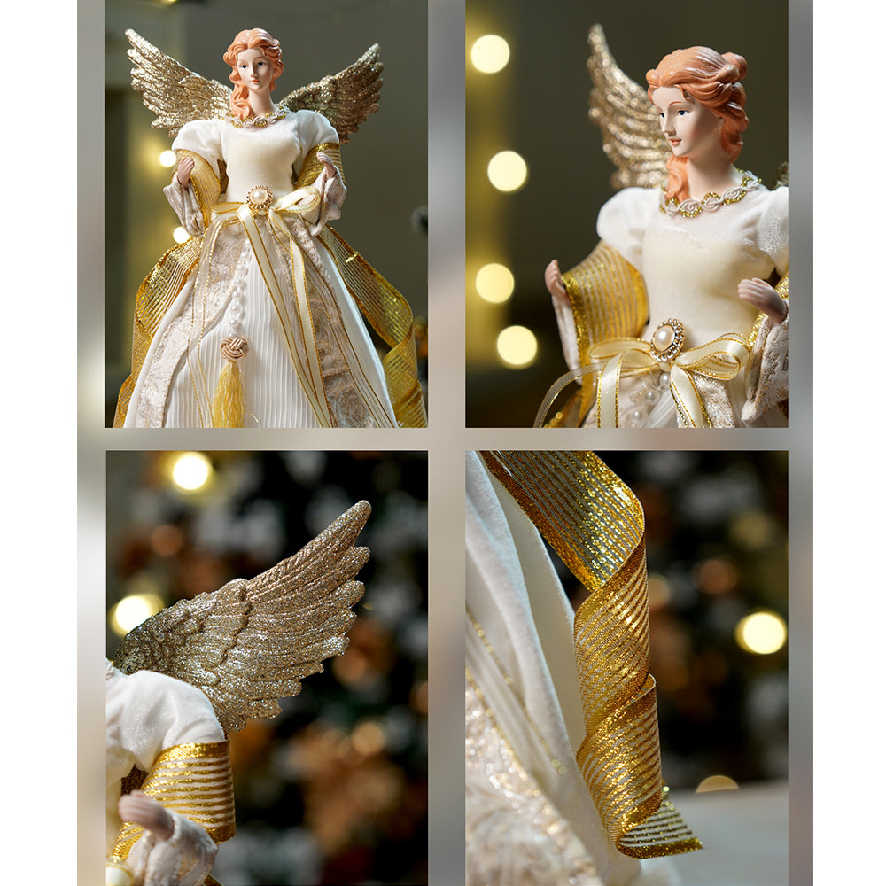 18 inches Big Gold Angel Standing Tree Topper for Christmas Tree Decoration and Décor