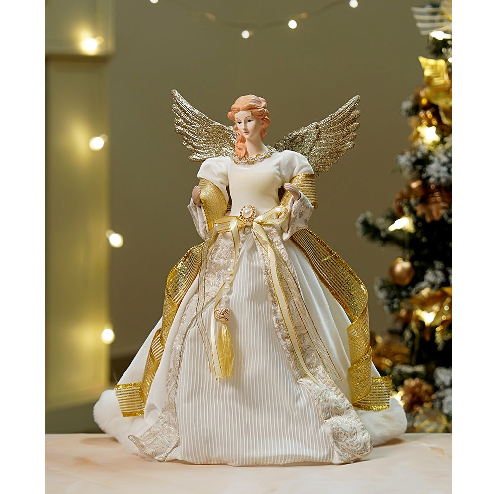 18 inches Big Gold Angel Standing Tree Topper for Christmas Tree Decoration and Décor