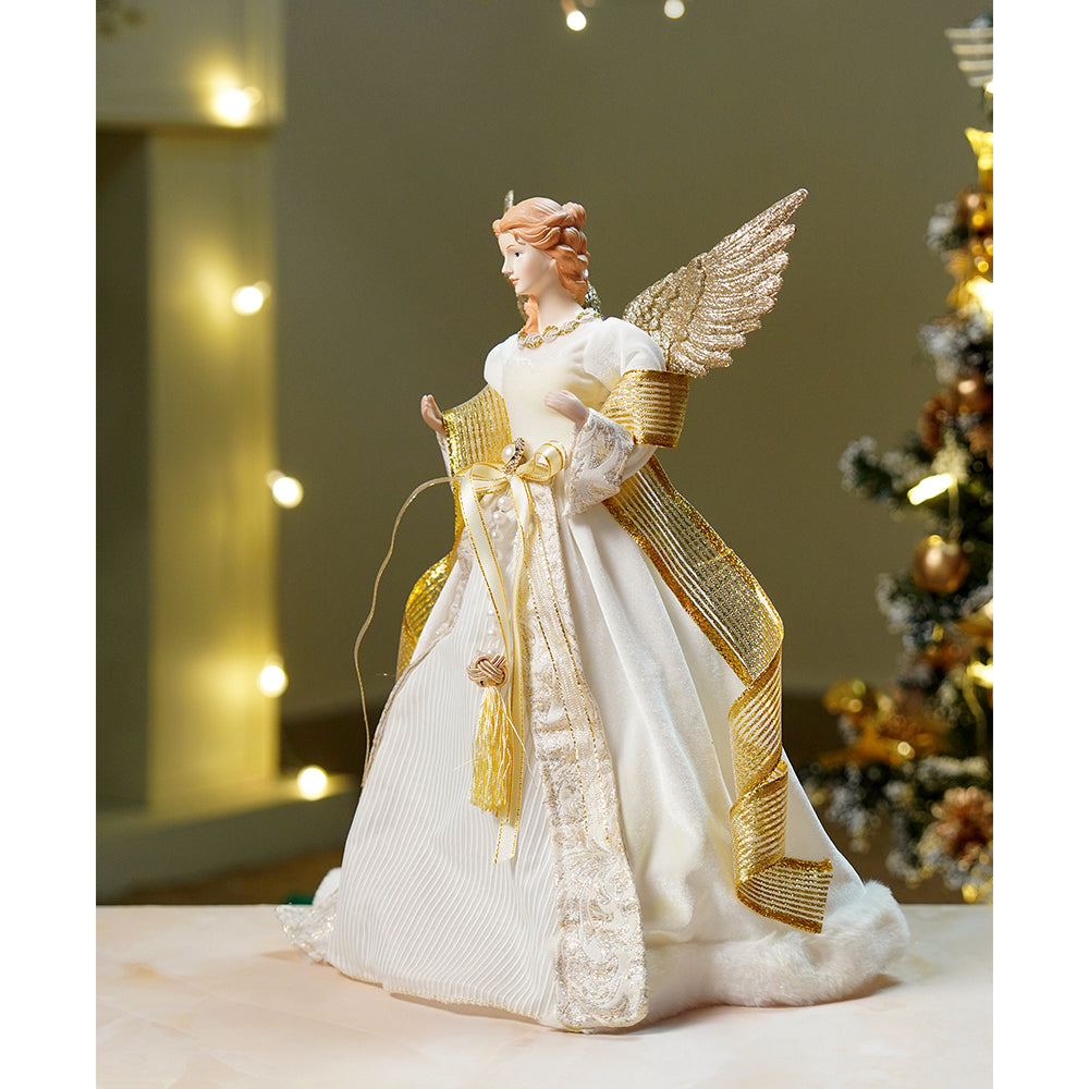 18 inches Big Gold Angel Standing Tree Topper for Christmas Tree Decoration and Décor