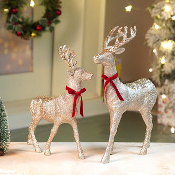 18 inches & 15inches 2pcs  Bronze sequence gold Reindeer Combo Christmas Décor and Decoration