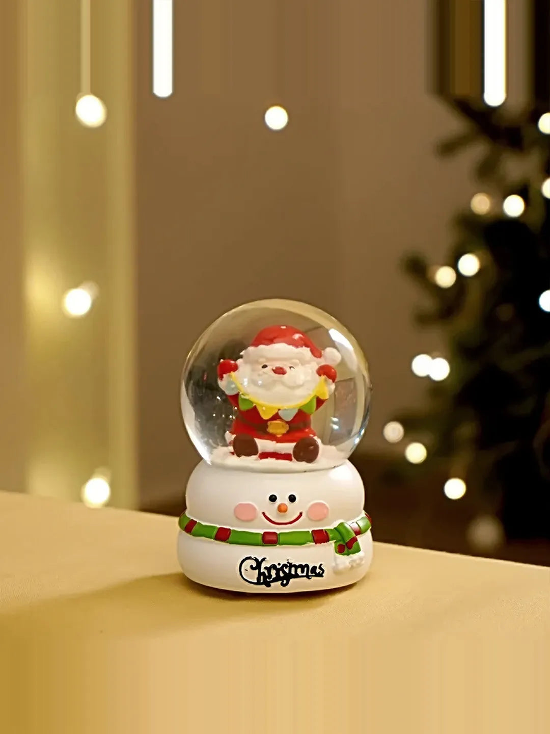 Santa with Bunting Christmas colorful LED Dome on Snowman Base, Christmas Table Décor & Gift option
