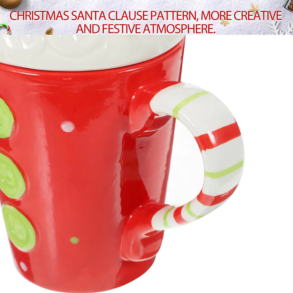 Buttoned Santa Lid Ceramic Hot Chocolate and Coffee Christmas themed Mug