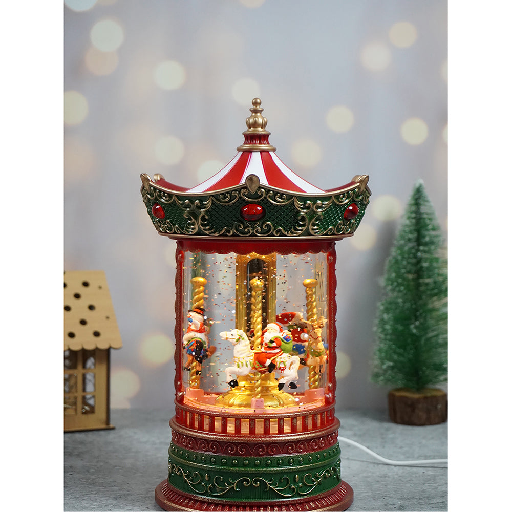 Glitter light Water, Musical Rotating Christmas Carousel/ snow Globe Christmas Décor