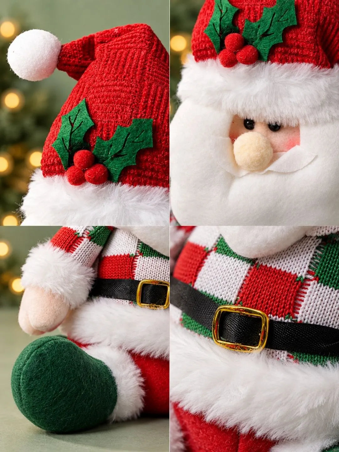 Red & Green Candy Checks Santa Christmas Gift & Soft Toy
