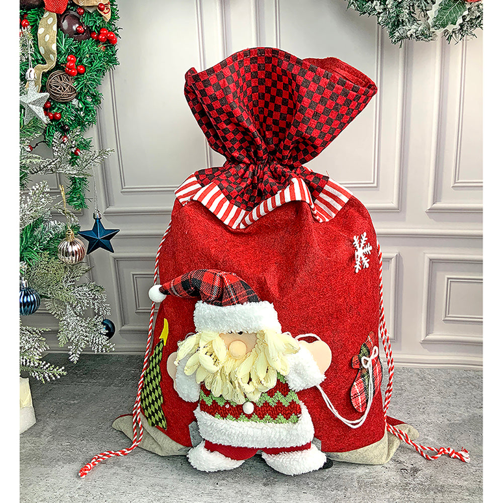 Santa Red & Grey Checks Christmas Sack