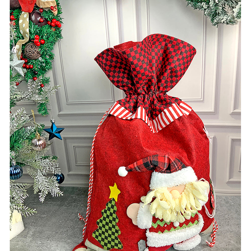 Santa Red & Grey Checks Christmas Sack