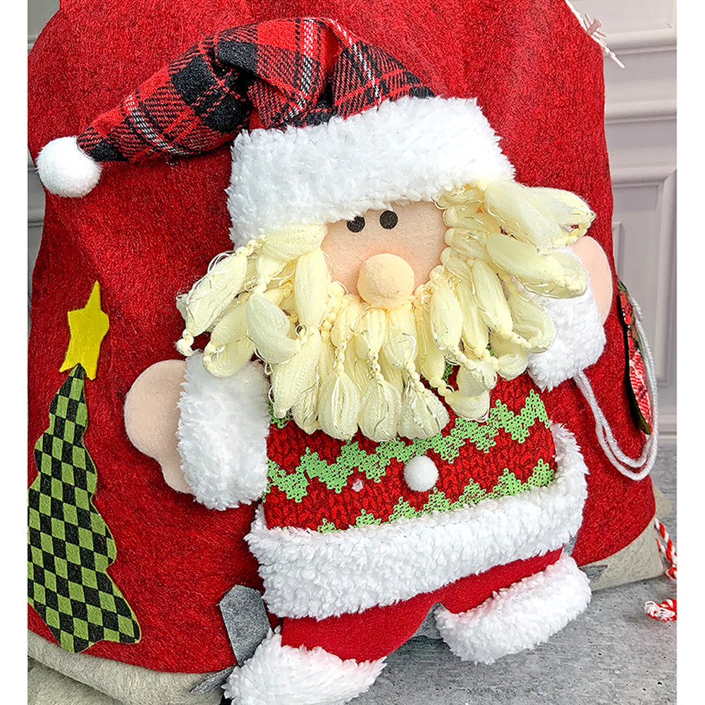 Santa Red & Grey Checks Christmas Sack