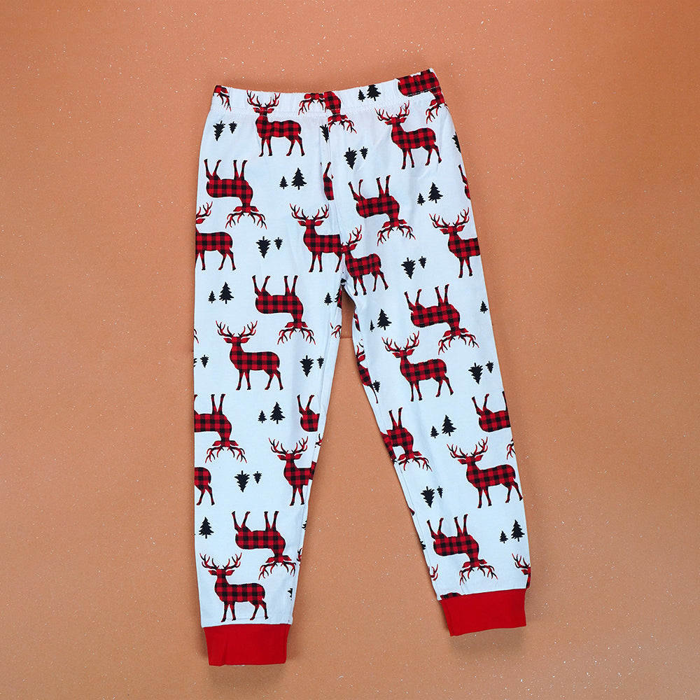 3-8 Yrs, Red Checks Deer soft Cotton,Kids Christmas Nightsuit