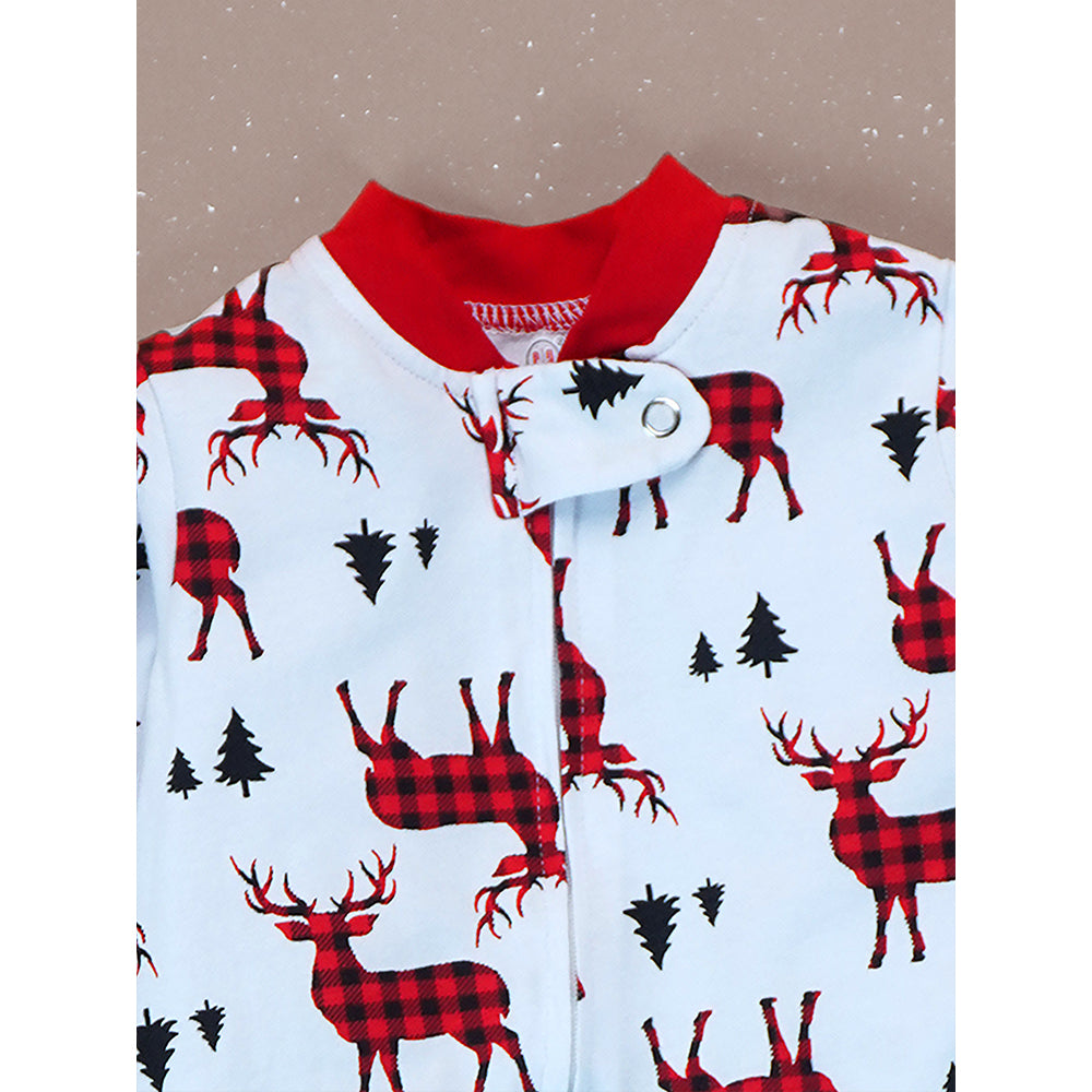 3-24 Months, Red Checks Deer soft Cotton,Infants and Toddlers Christmas Nightsuit