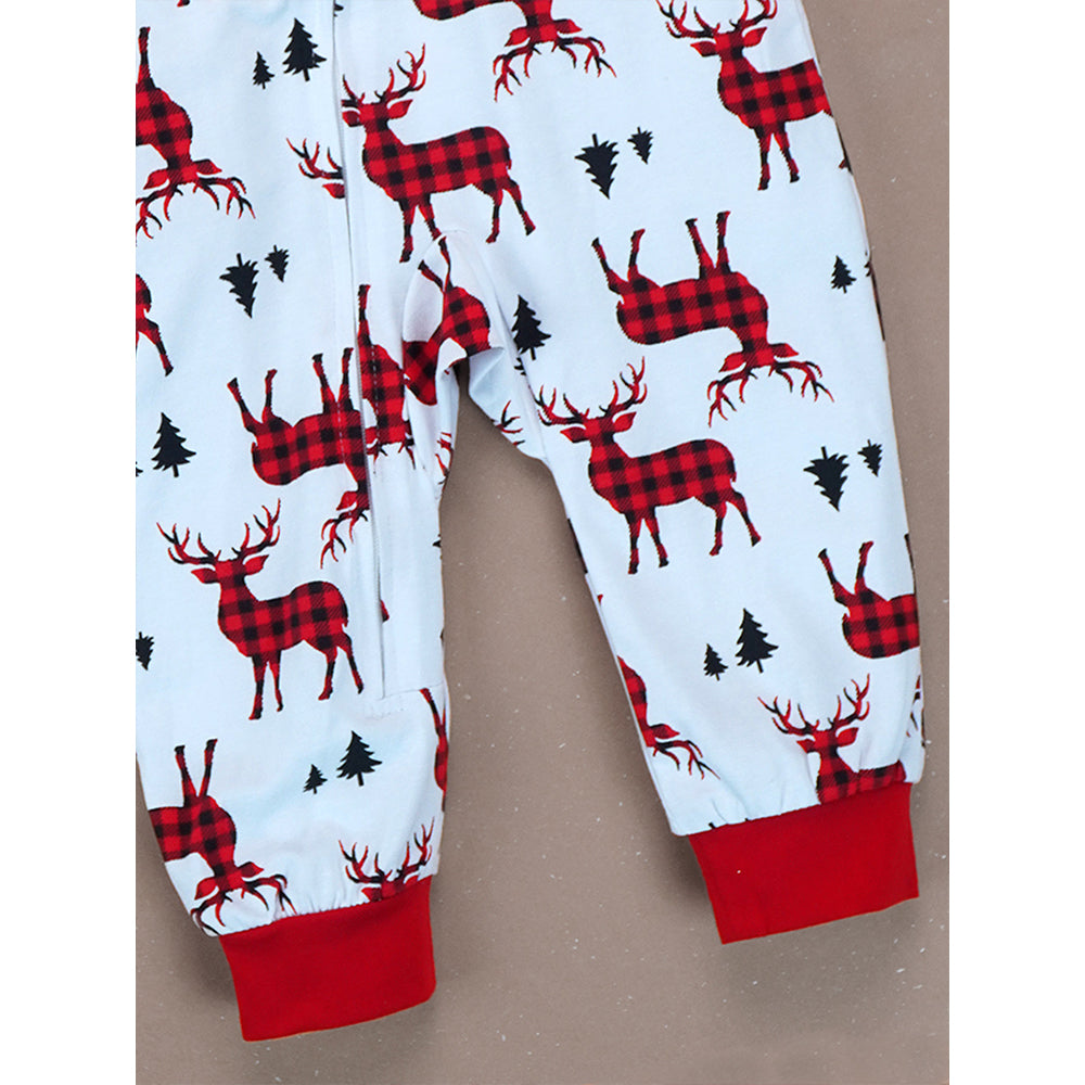3-24 Months, Red Checks Deer soft Cotton,Infants and Toddlers Christmas Nightsuit