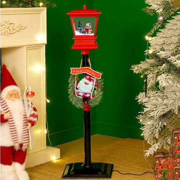 3.5 feet Santa with Tree & Candy Cane Arch Snowfall Lamp Post Christmas Decor
