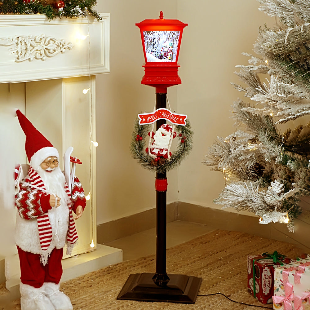 3.5 feet Santa with Tree & Candy Cane Arch Snowfall Lamp Post Christmas Decor