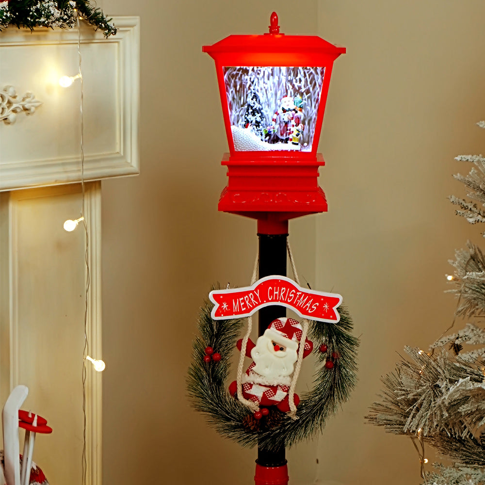 3.5 feet Santa with Tree & Candy Cane Arch Snowfall Lamp Post Christmas Decor
