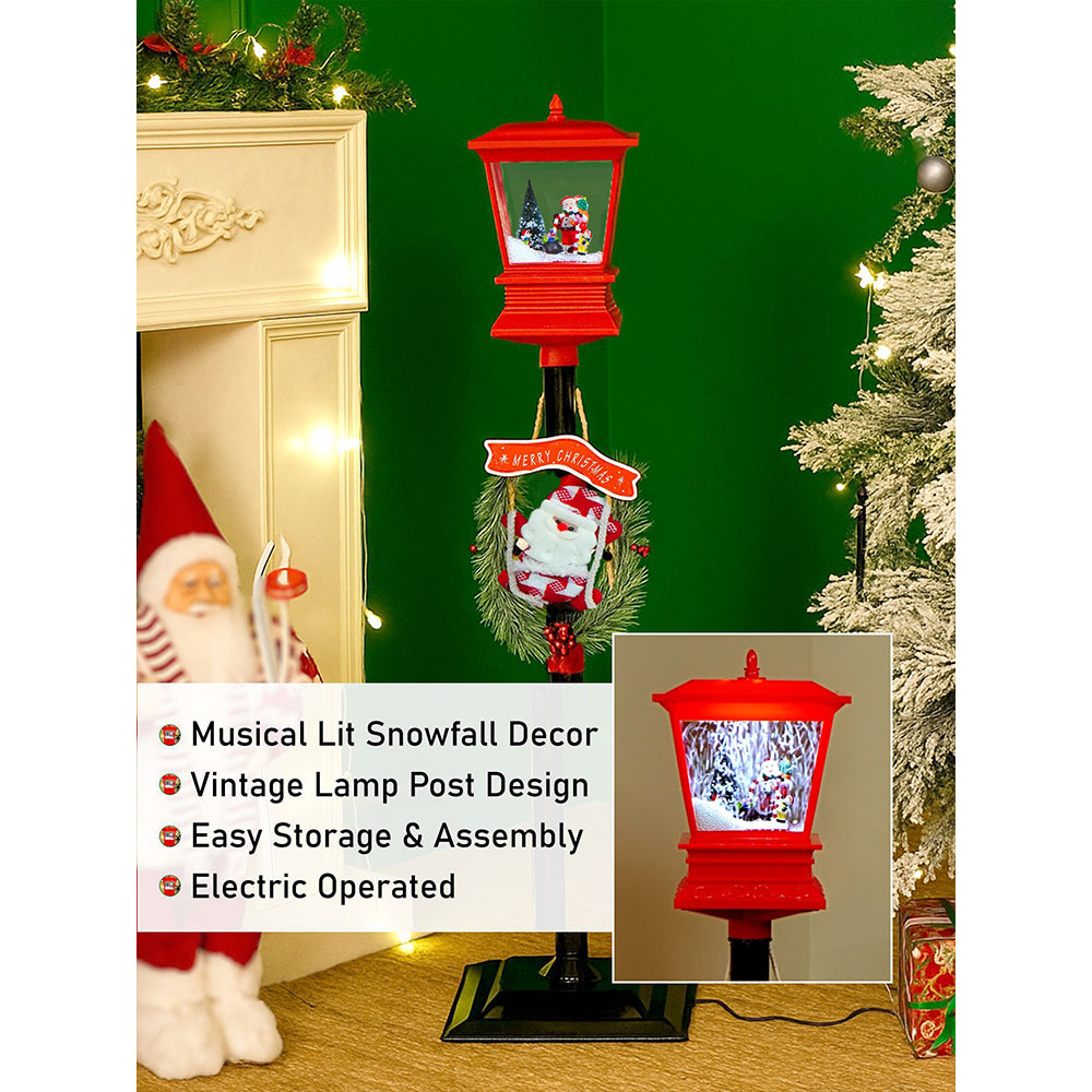 3.5 feet Santa with Tree & Candy Cane Arch Snowfall Lamp Post Christmas Decor