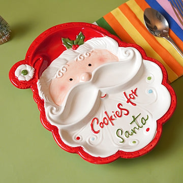 Cookies for santa christmas  serving ceramic plate