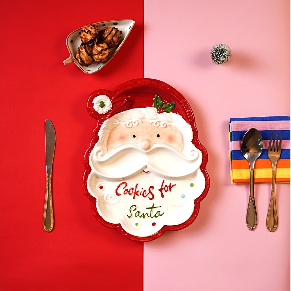 Cookies for santa christmas  serving ceramic plate