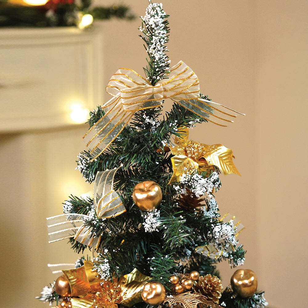 4feet Golden Balls and Gold cherries Bushy christmas Tree readily decorated with ornaments and fillers