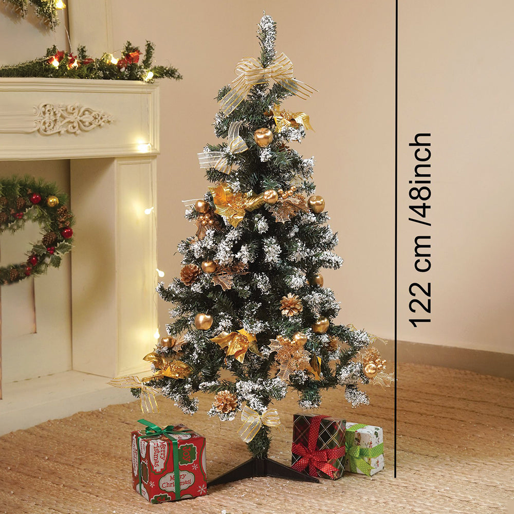 4feet Golden Balls and Gold cherries Bushy christmas Tree readily decorated with ornaments and fillers