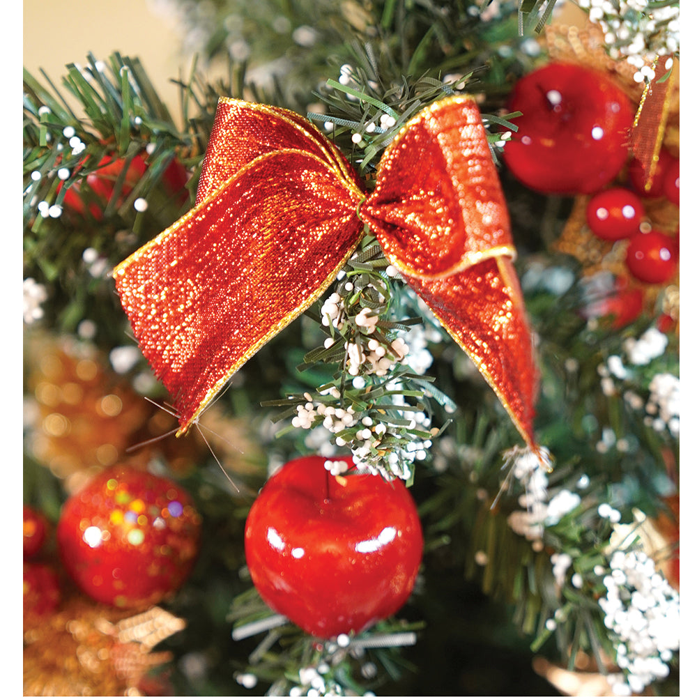 4feet Red Apples and cherries Bushy christmas Tree readily decorated with ornaments and fillers