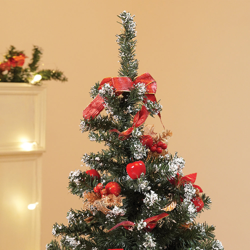 4feet Red Apples and cherries Bushy christmas Tree readily decorated with ornaments and fillers
