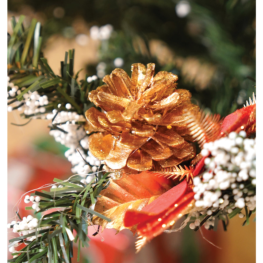 4feet Red Apples and cherries Bushy christmas Tree readily decorated with ornaments and fillers