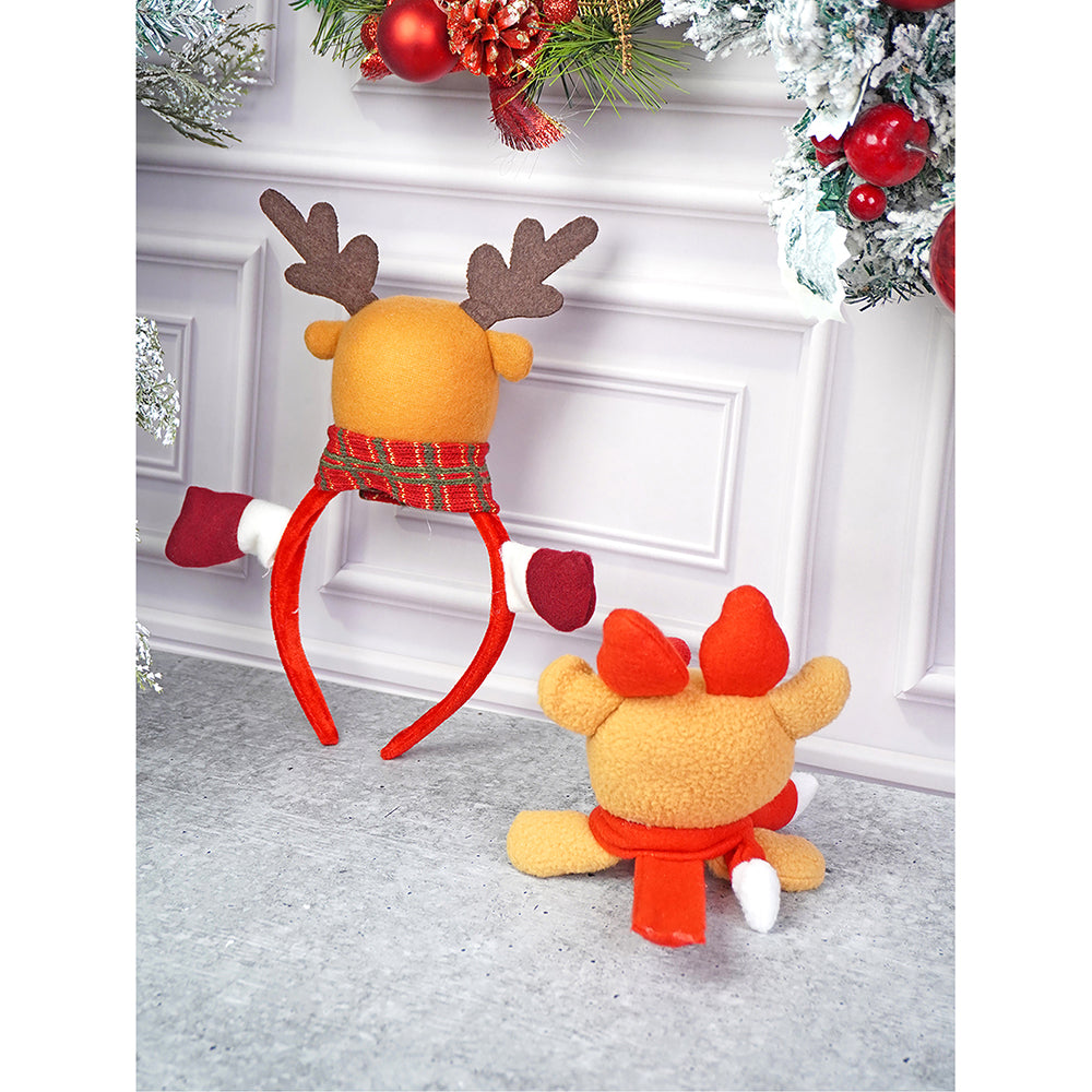 2pcs 3d Reindeer Christmas Hairband and Snowman Wrist Band Combo set for Kids and Adults (Free Size)