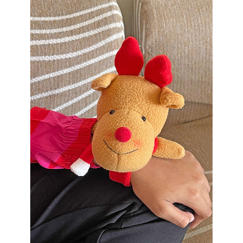 Big Size 3d Rudolf reindeer Christmas Wrist Band Slap Band for Kids and Adults (Free Size)