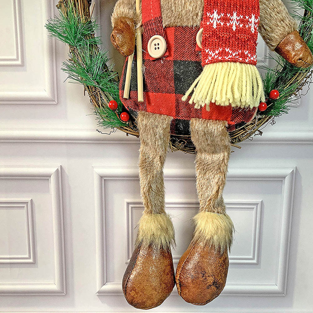 Fluffy Rudolf Christmas Artificial Wreath for wall, door and Christmas tree Décor