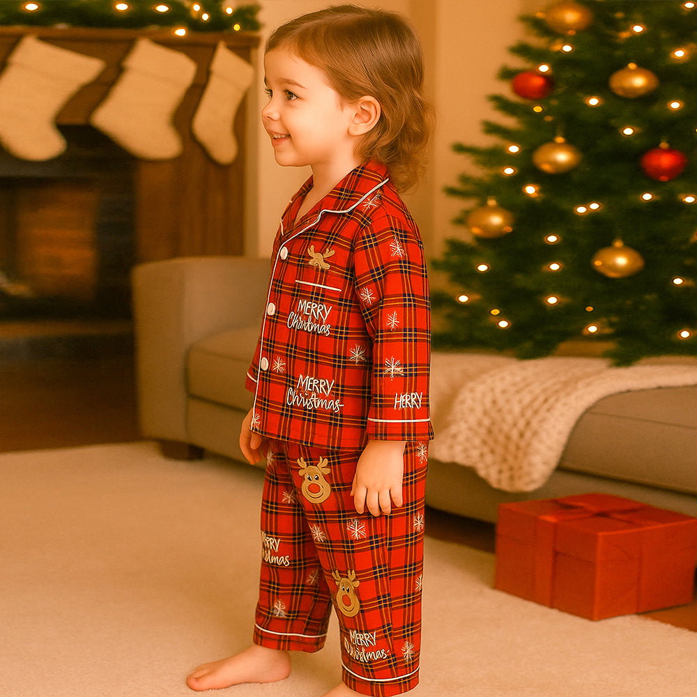 3-8 Yrs, Deer Face soft Cotton,Kids Christmas Nightsuit