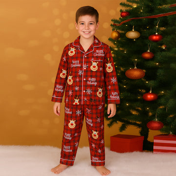 9-13 Yrs, Deer Face soft Cotton,Kids Christmas Nightsuit