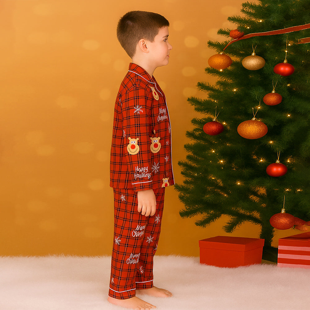 9-13 Yrs, Deer Face soft Cotton,Kids Christmas Nightsuit