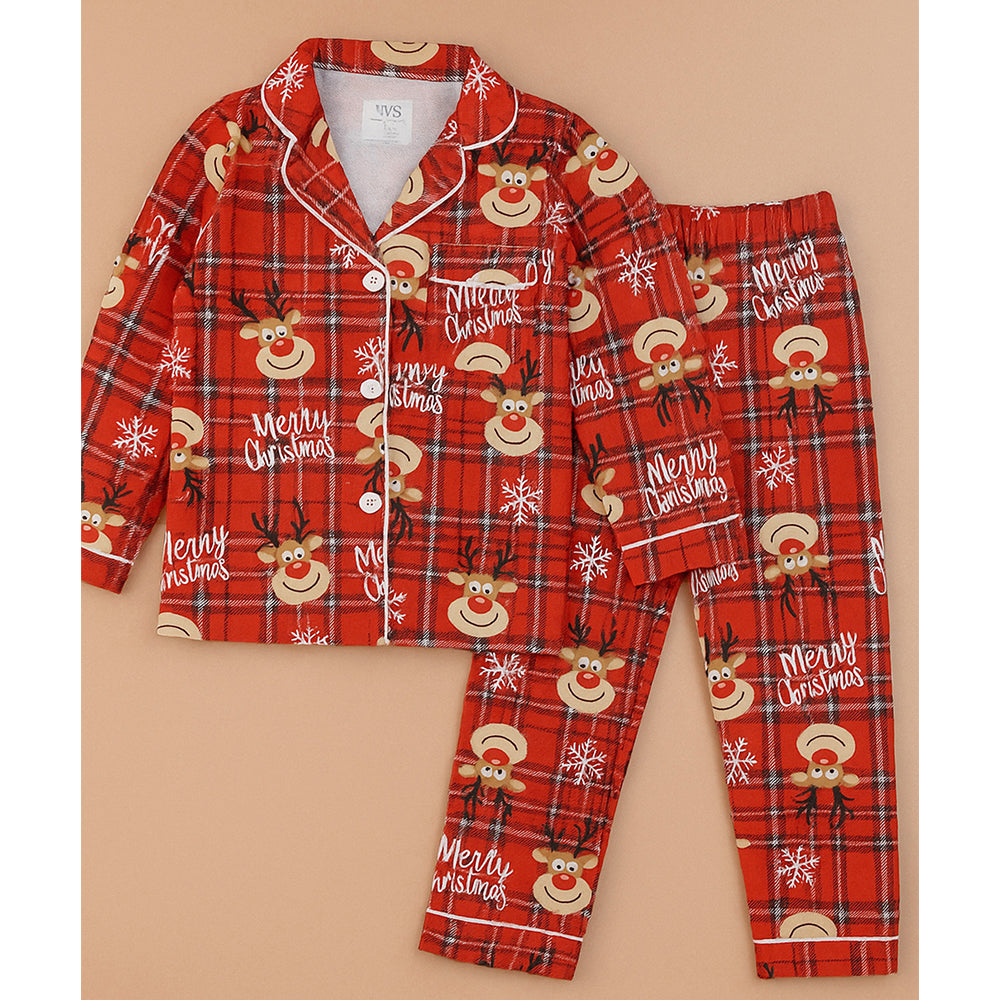 9-13 Yrs, Deer Face soft Cotton,Kids Christmas Nightsuit