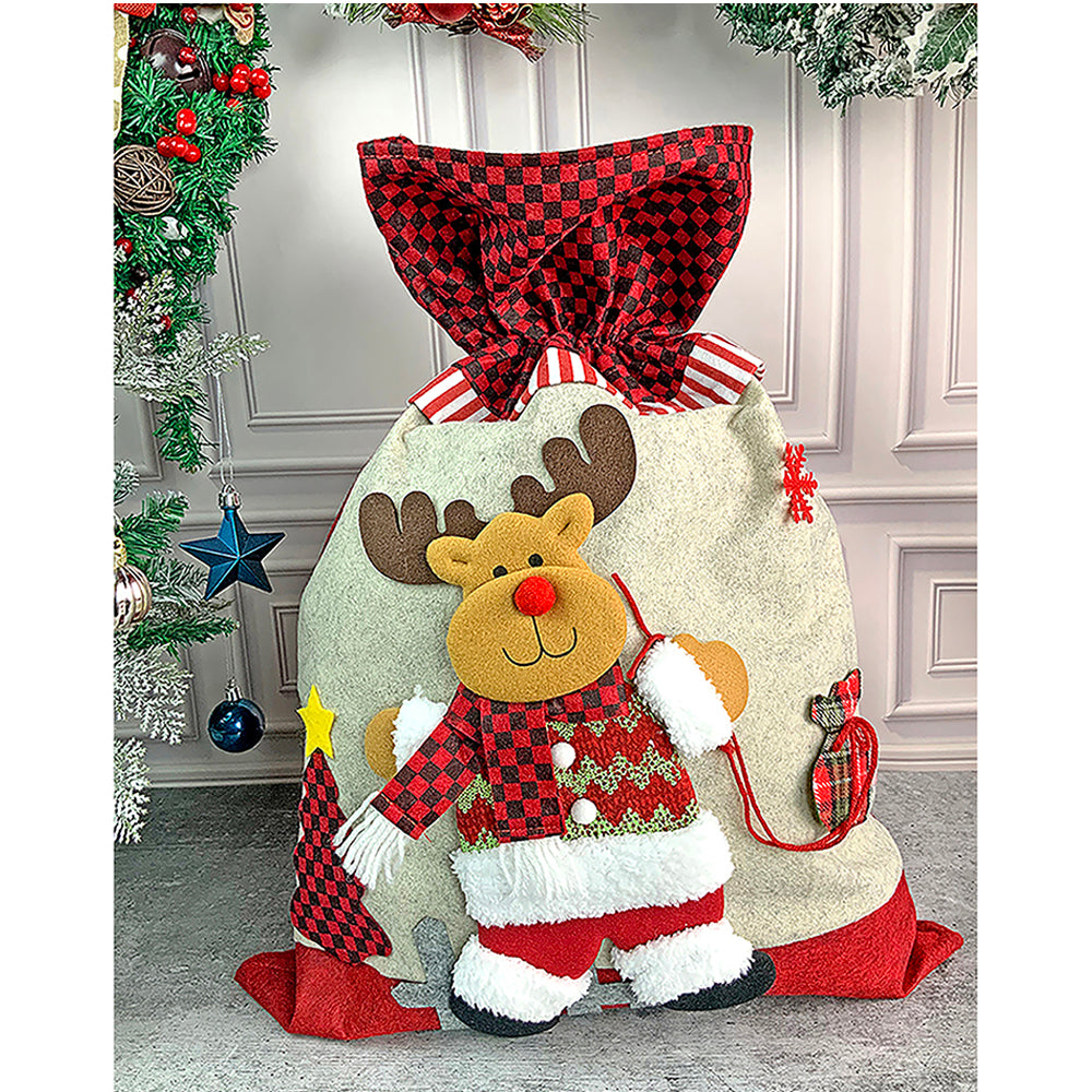 2 pcs set of Reindeer Pillow and Large Size Gift sack for Christmas Décor