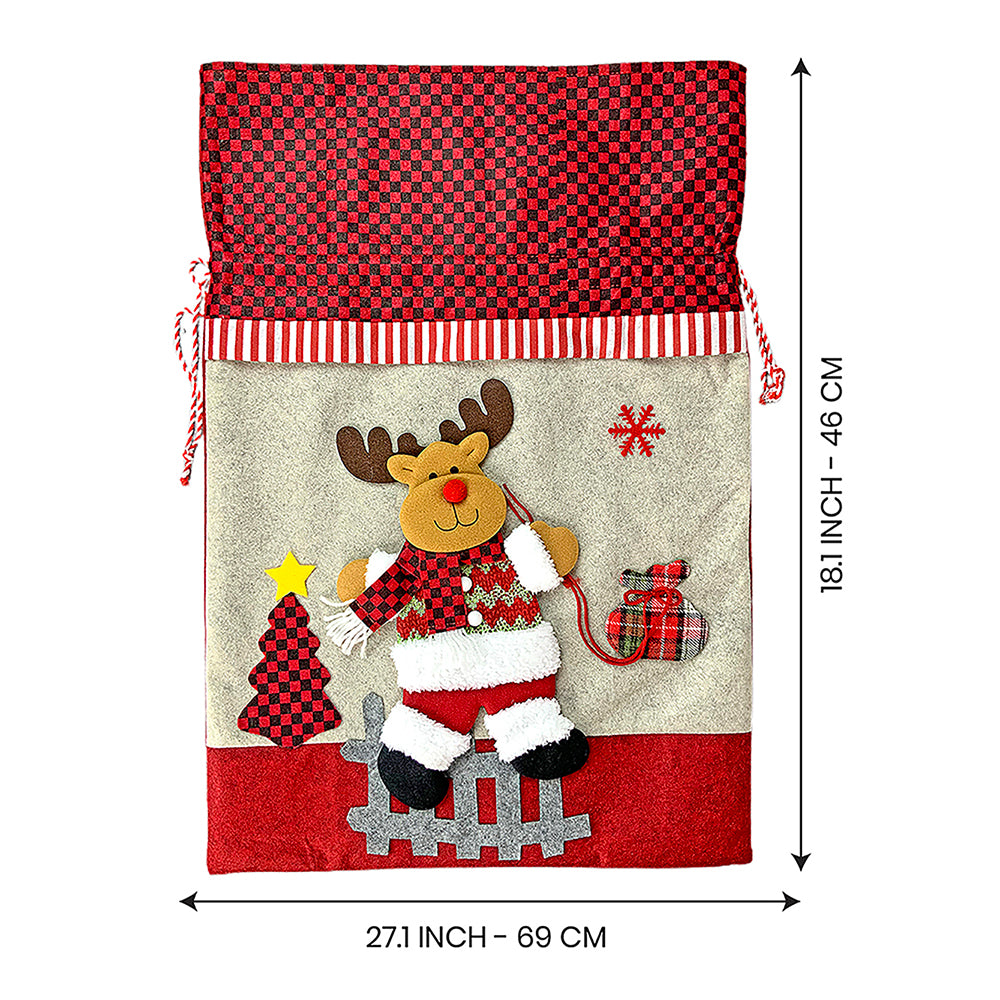 2 pcs set of Reindeer Pillow and Large Size Gift sack for Christmas Décor