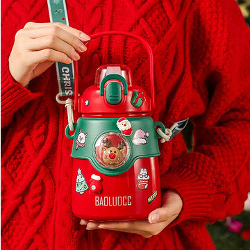 Little Surprise Box DIY Red Deer Stainless Steel Christmas Water Bottle for Kids 850ml