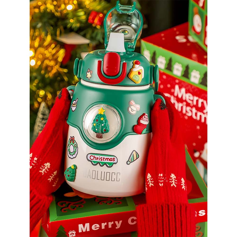 DIY Tree, White Satinless Steel Christmas Water Bottle for kids, 850ml