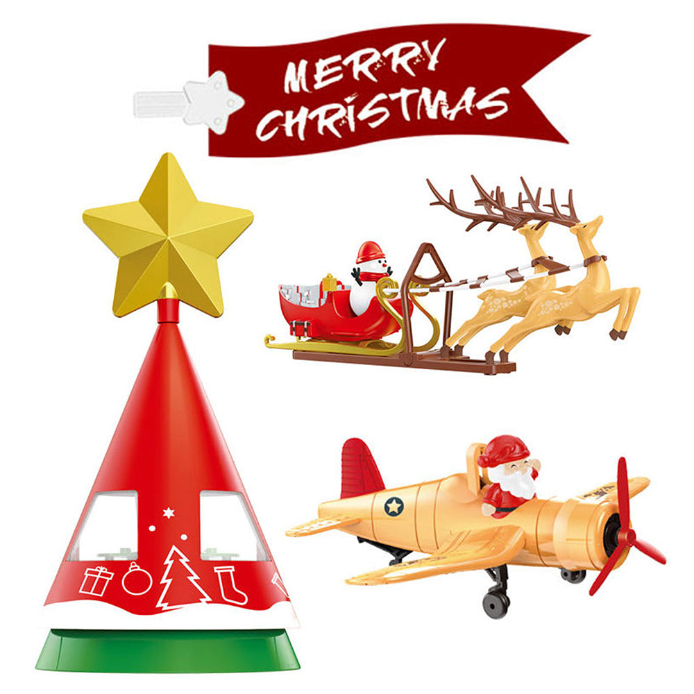 Dual Plane and Santa Carriage Rotating Christmas Tree Animated Topper.