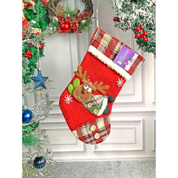 Flying Deer Christmas Stocking, 13 inches