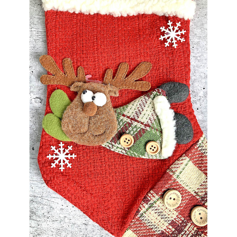 Flying Deer Christmas Stocking, 13 inches