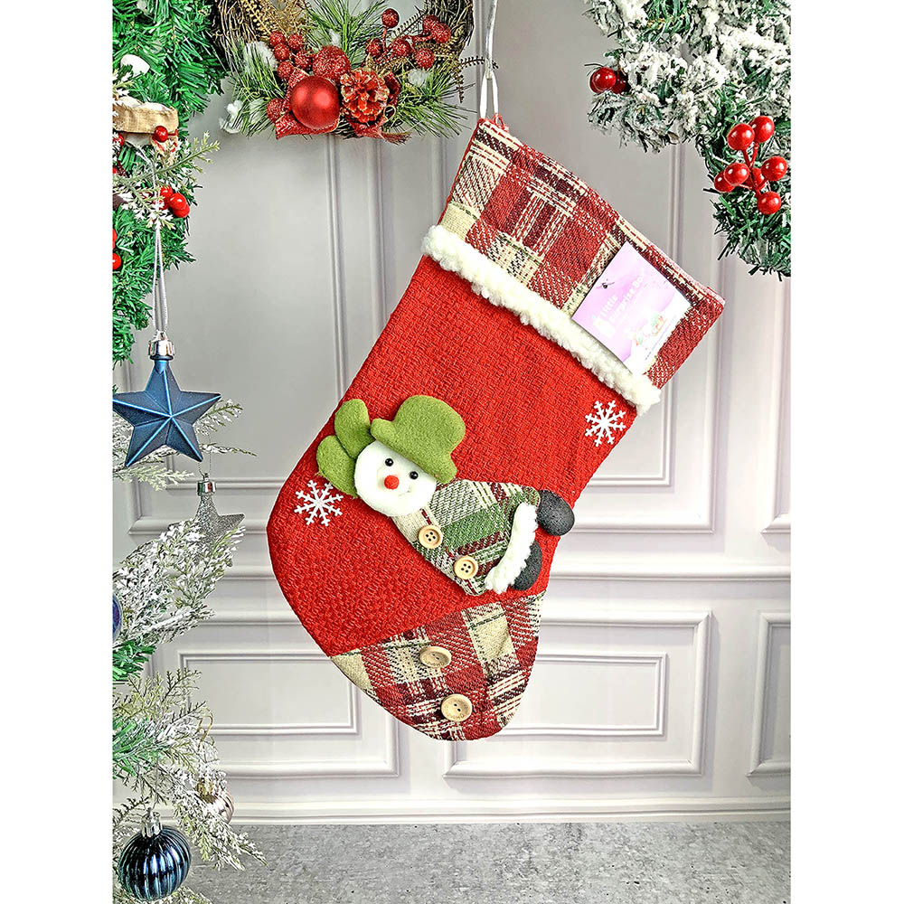 Flying Snowman Christmas Stocking, 13 inches