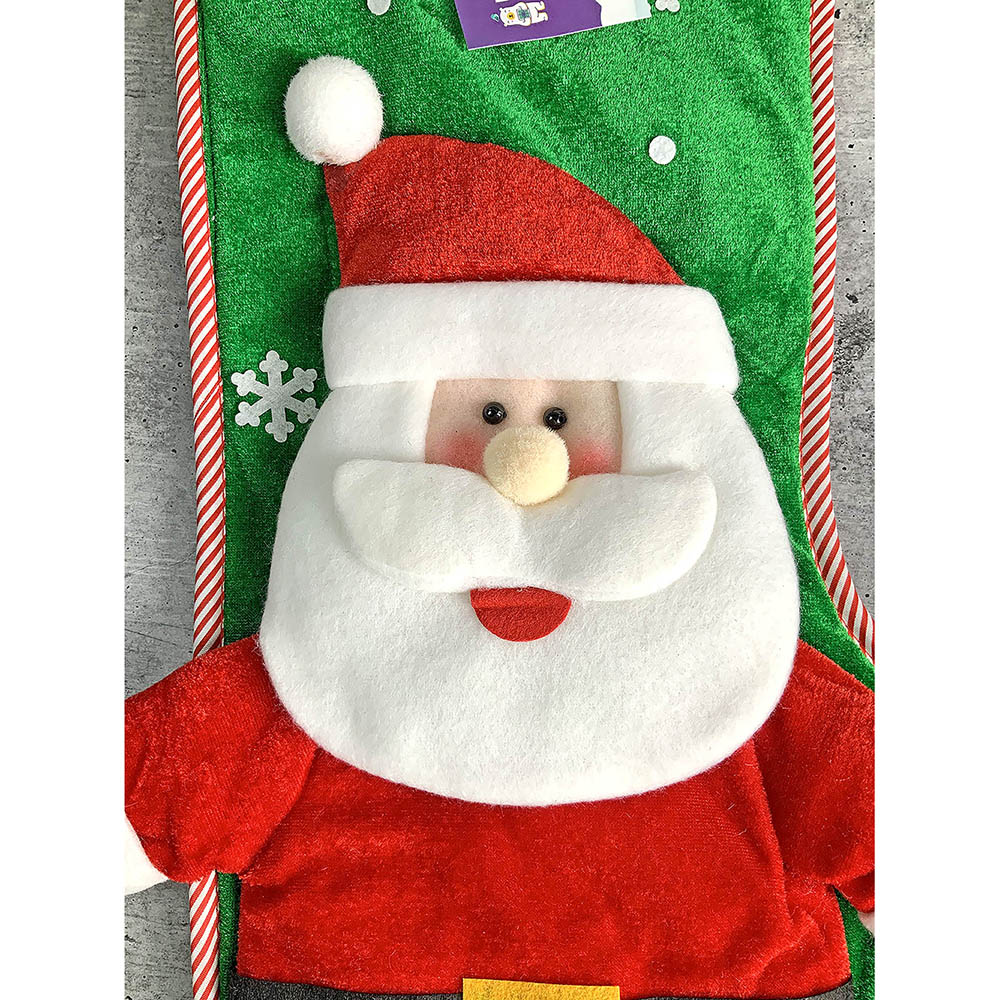 Velvet Glitter Santa Christmas Stocking, 16 inches