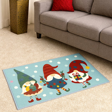 Gnome Christmas theme, Big Size Anti Skid Welcome Mat Festive Floor & entrance Door Mat, 30 inches x 20inches