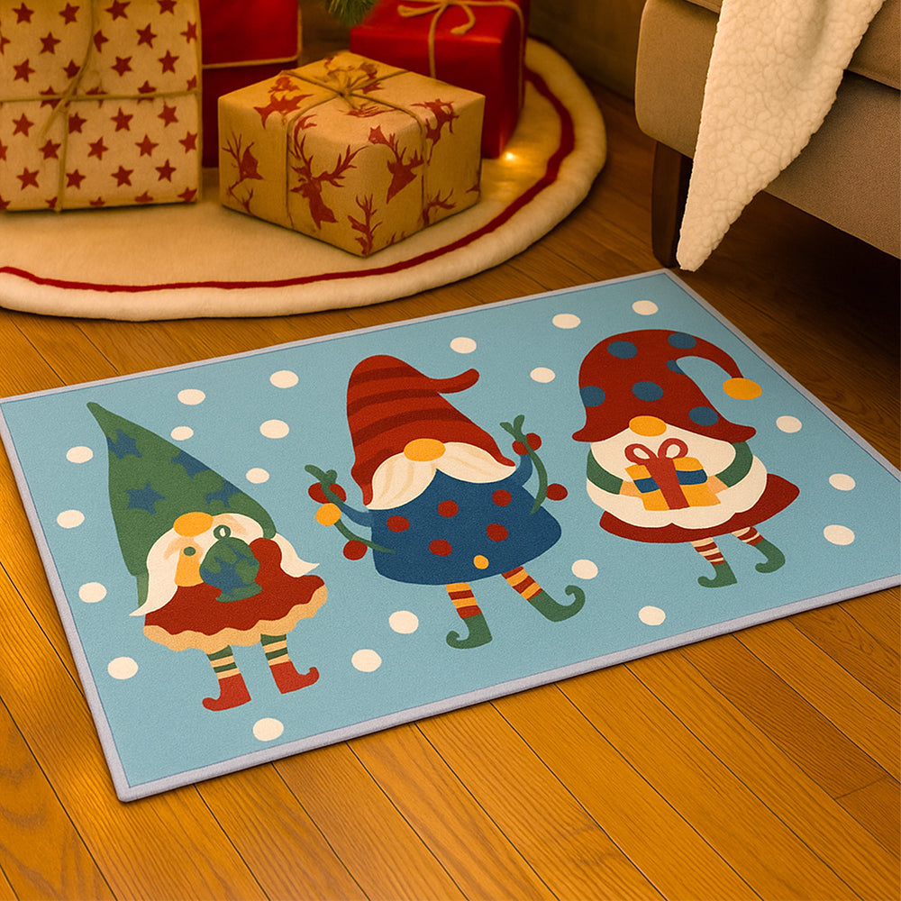 Gnome Christmas theme, Big Size Anti Skid Welcome Mat Festive Floor & entrance Door Mat, 30 inches x 20inches