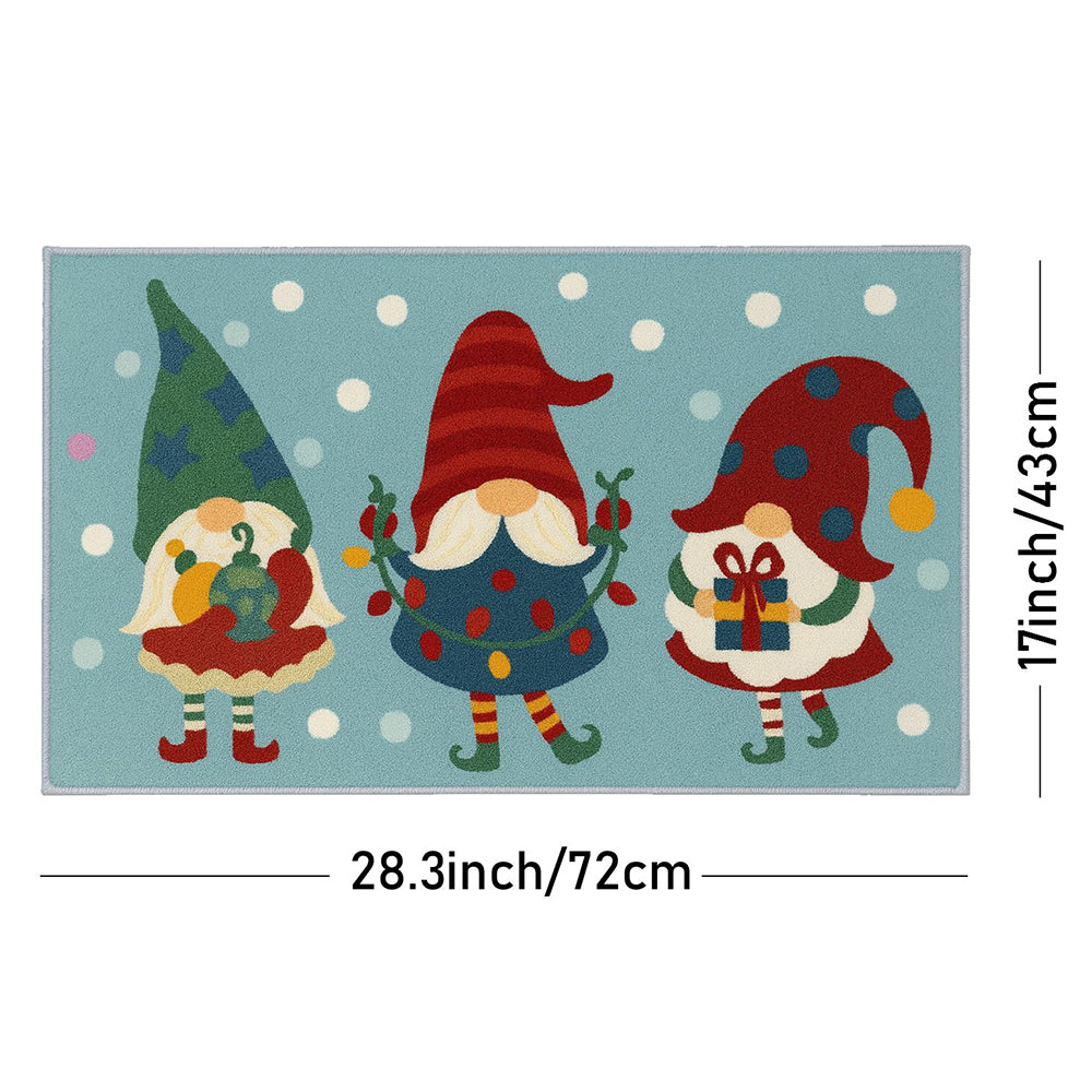 Gnome Christmas theme, Big Size Anti Skid Welcome Mat Festive Floor & entrance Door Mat, 30 inches x 20inches
